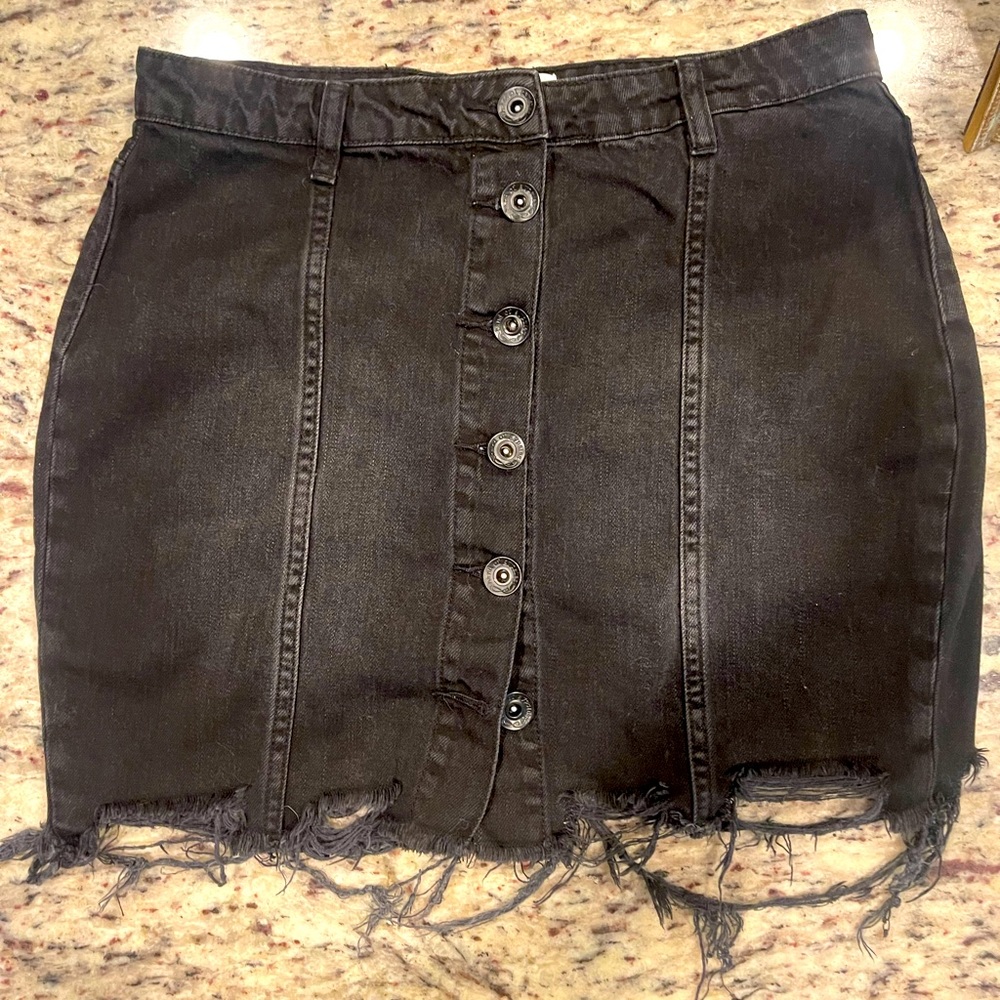 Band of gypsies black denim skirt